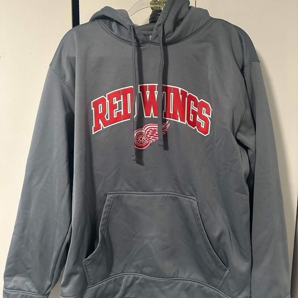 Gray Red Wings Hoodie